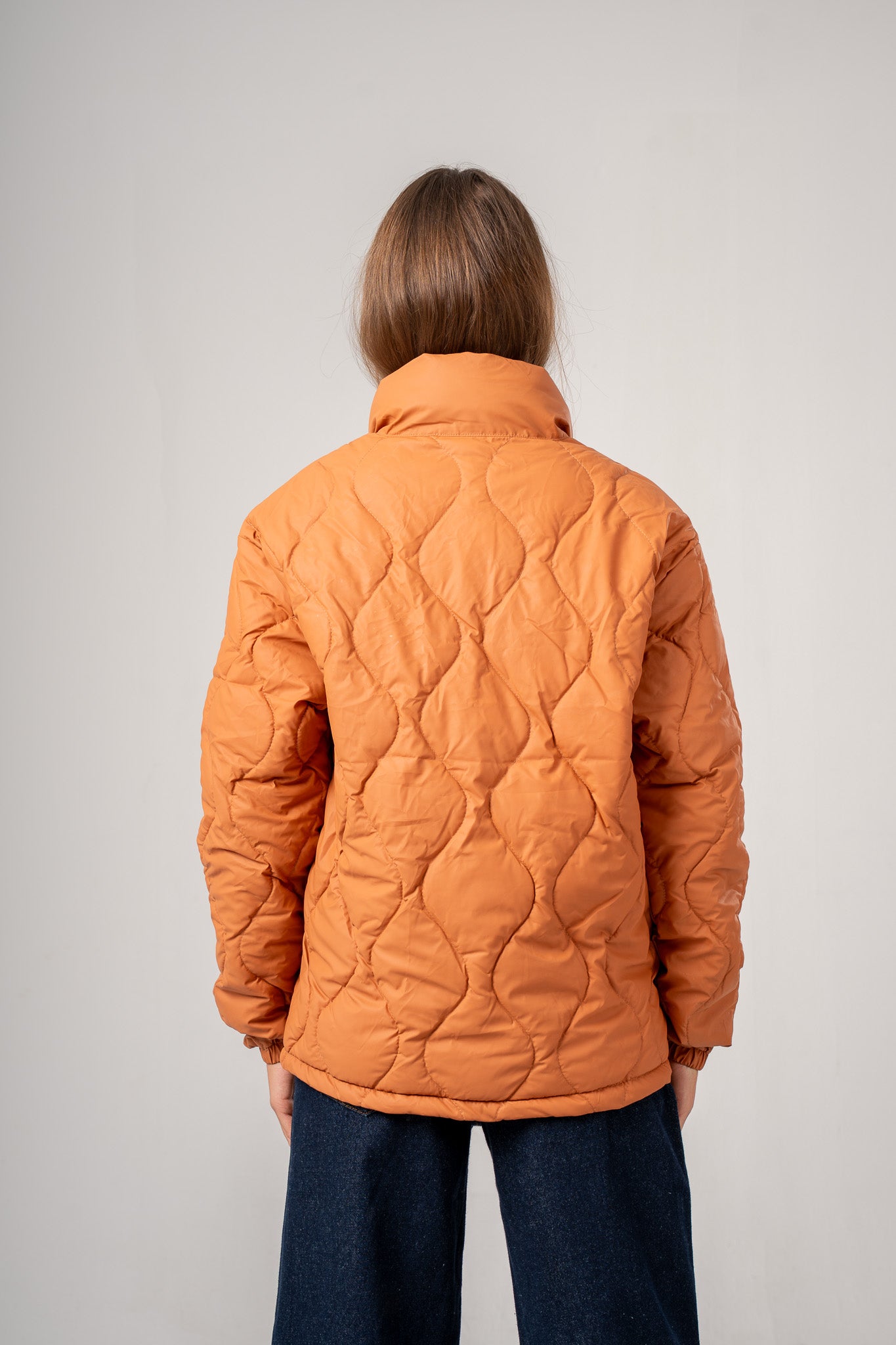 Orange High Neck Puffer Jacket